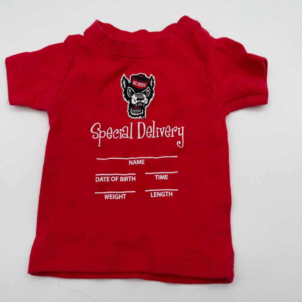 NC State Wolfpack Infant Bodysuit Red Creative Knitwear Birth Announcement